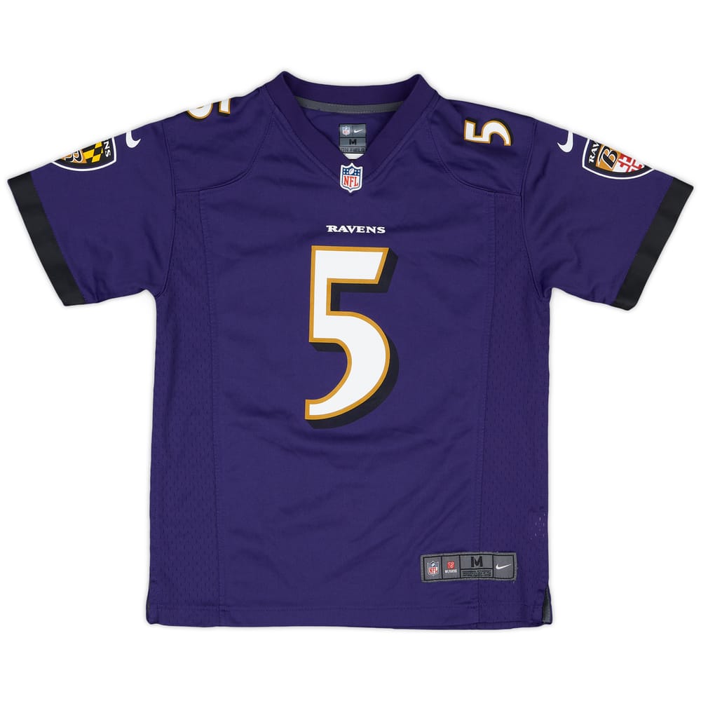 2012-18 Baltimore Ravens Flacco #5 Nike Game Home Jersey - 8/10 - (M.Boys)