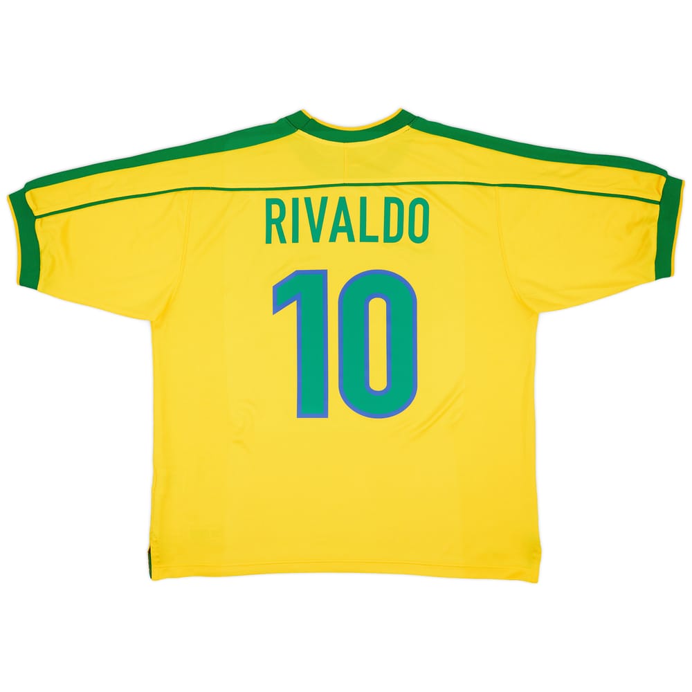 1998-00 Brazil Home Shirt Rivaldo #10 - 7/10 - (XL)