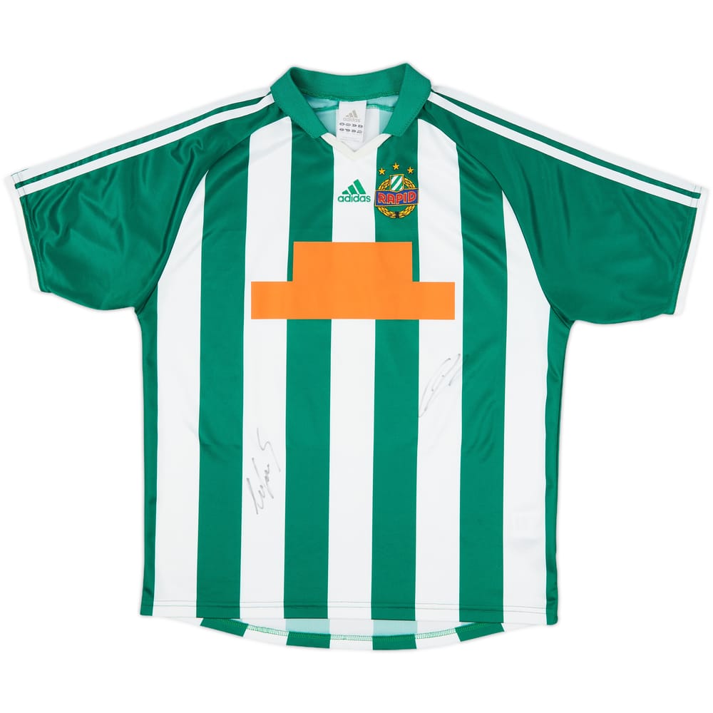2003-04 Rapid Vienna Signed Home Shirt - 9/10 - (XL.Boys)