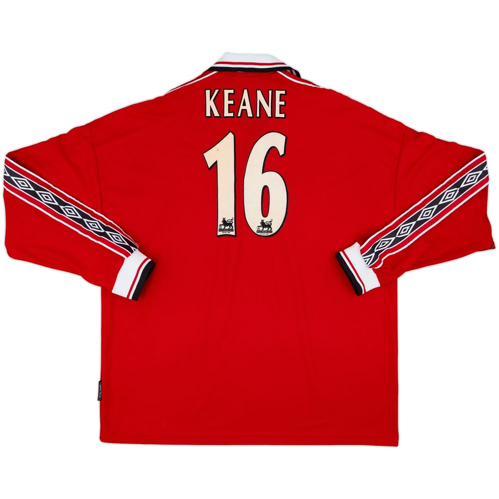 1998-00 Manchester United Home L/S Shirt Keane #16 - 8/10 - (XL)