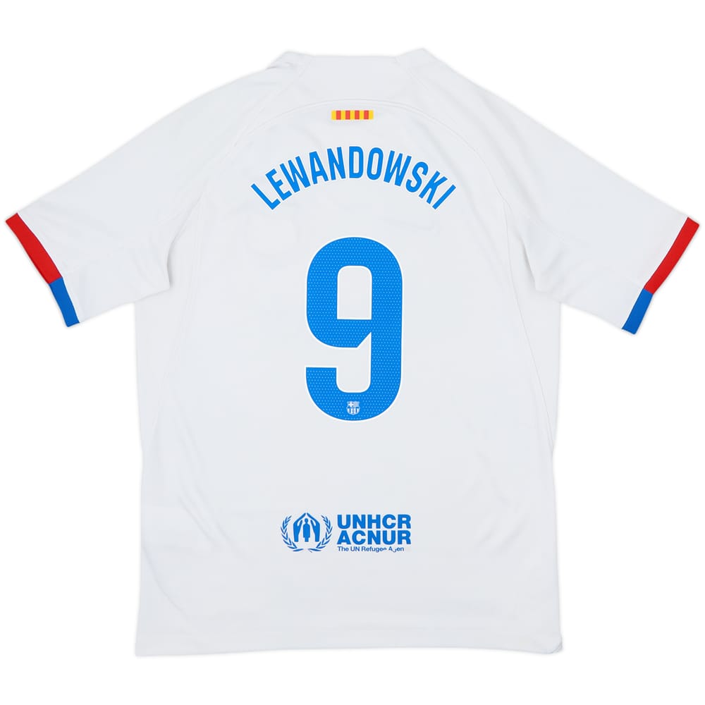 2023-24 Barcelona Away Shirt Lewandowski #9 - 7/10 - (XL.Boys)
