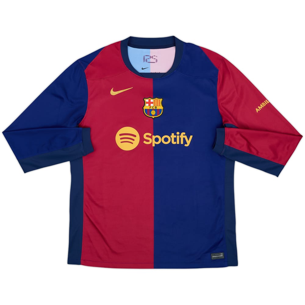 2024-25 Barcelona Home L/S Shirt - 9/10 - (L)