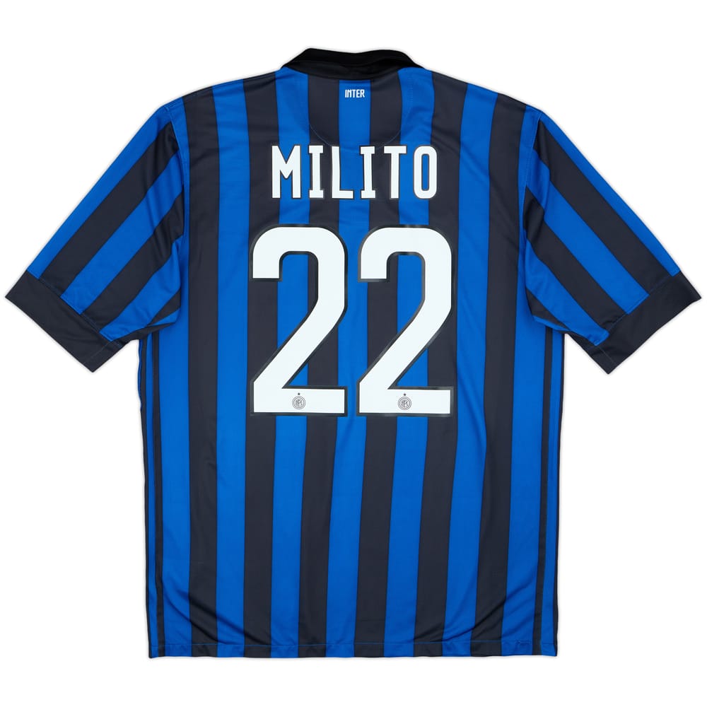 2011-12 Inter Milan Home Shirt Milito #22 - 6/10 - (L)