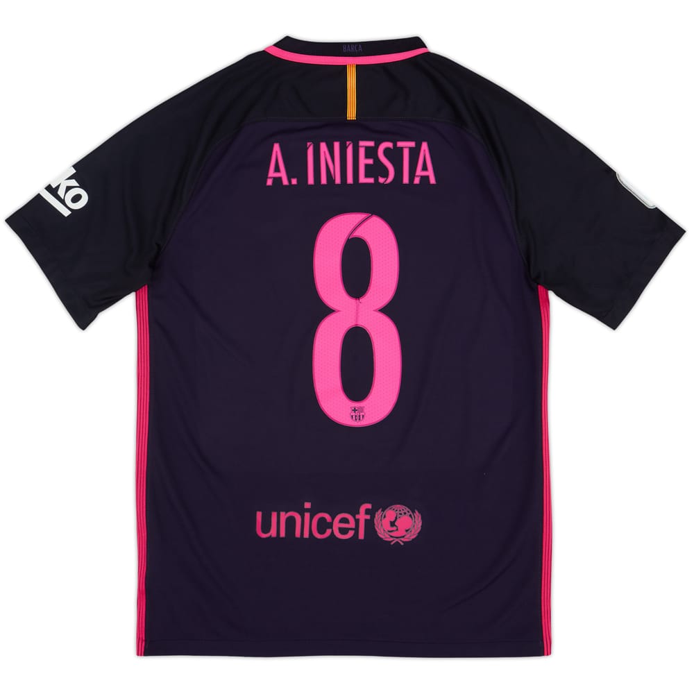 2016-17 Barcelona Away Shirt A. Iniesta #8 - 6/10 - (M)