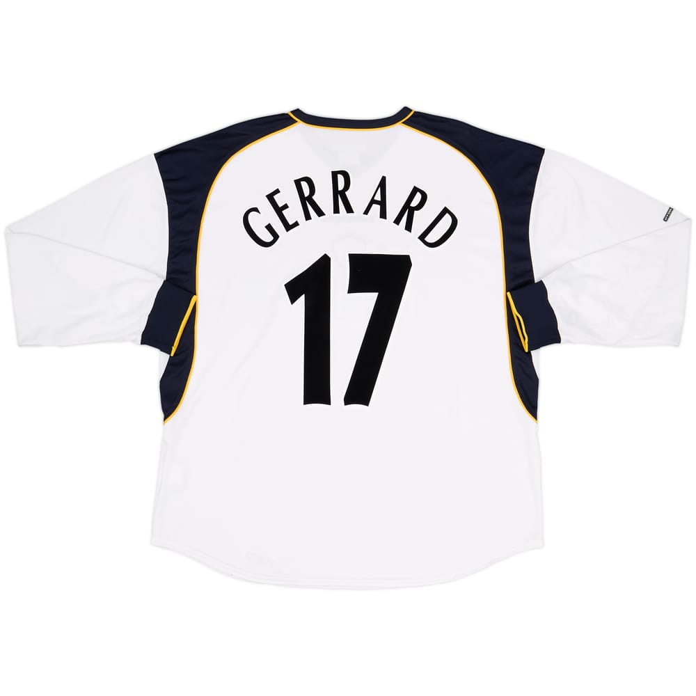 Camiseta de visitante del Liverpool 2001-03 de Manga Larga Gerrard #17 - 8/10 - (XL)