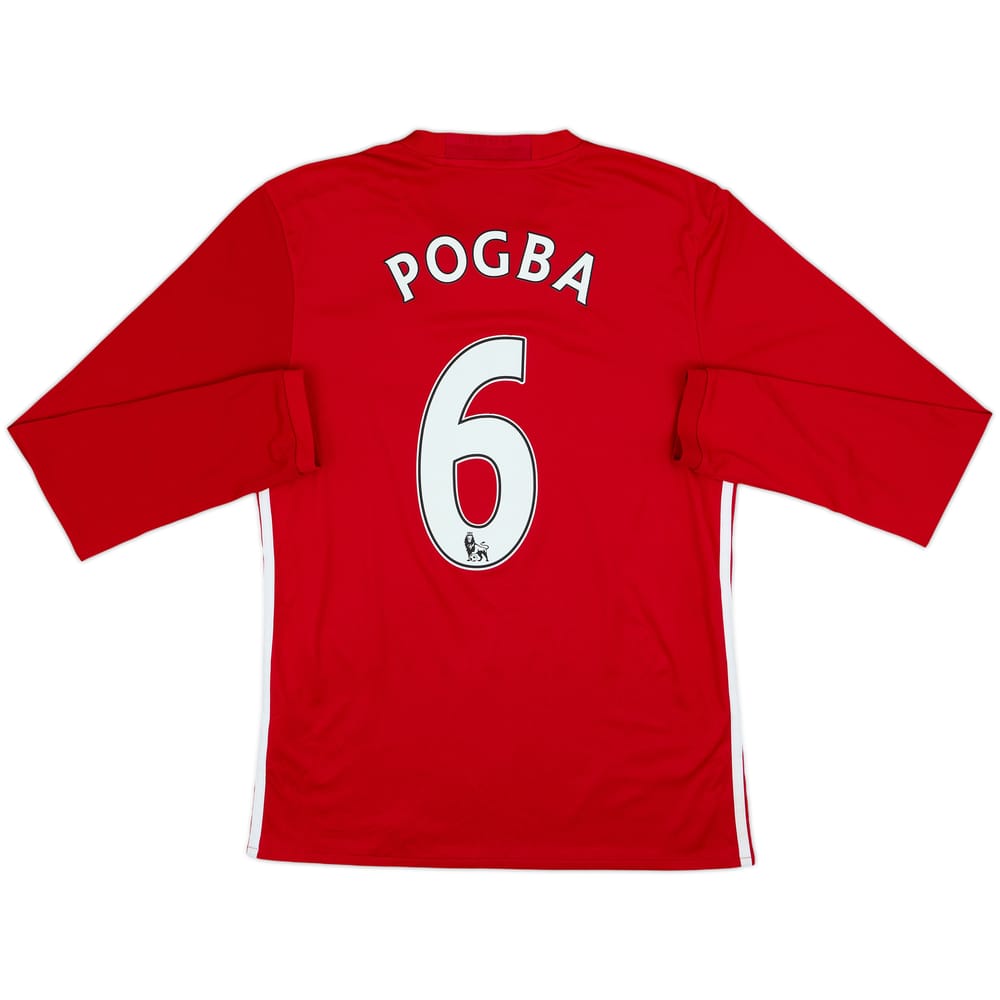 2016-17 Manchester United Home L/S Shirt Pogba #6 - 8/10 - (S)