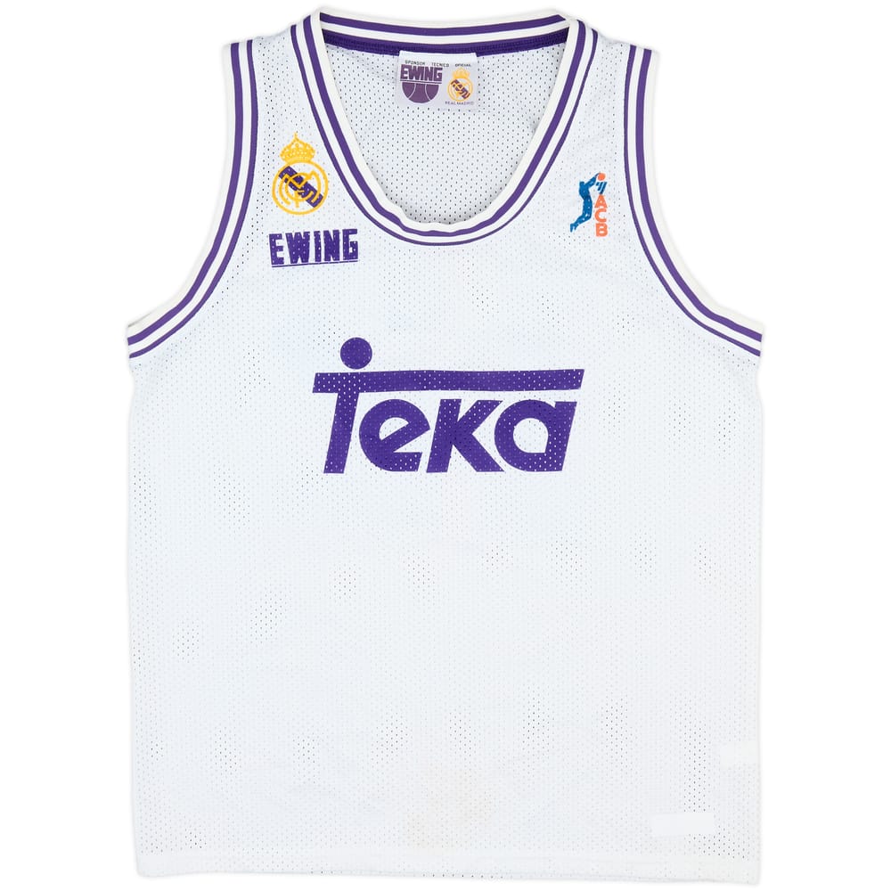 1993-94 Real Madrid Teka Romero #12 Ewing Home Jersey - 7/10 - (L)