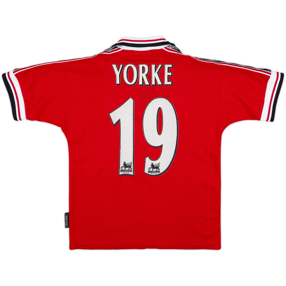 1998-00 Manchester United Home Shirt Yorke #19 - 8/10 - (M.Boys)