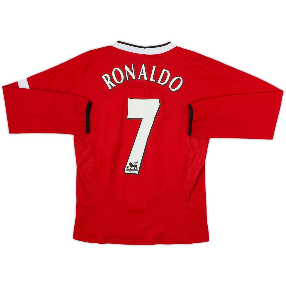 2002-04 Manchester United Home L/S Shirt Ronaldo #7 - 6/10 - (M.Boys)