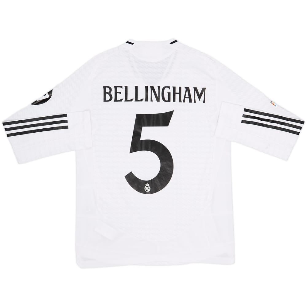 2024-25 Real Madrid Authentic Home L/S Shirt Bellingham #5 - 7/10 - (M)