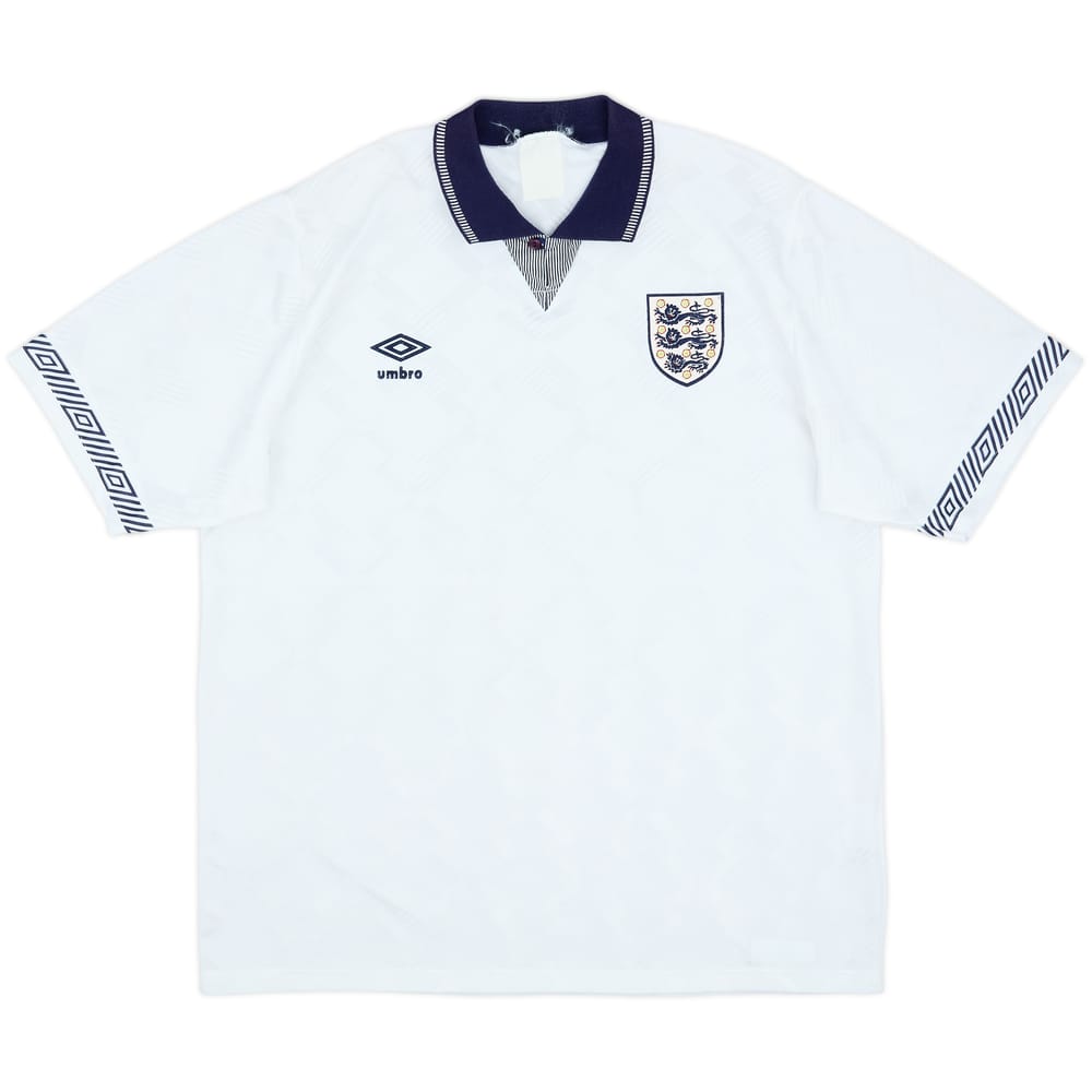 1990-92 England Home Shirt - 8/10 - (XL)