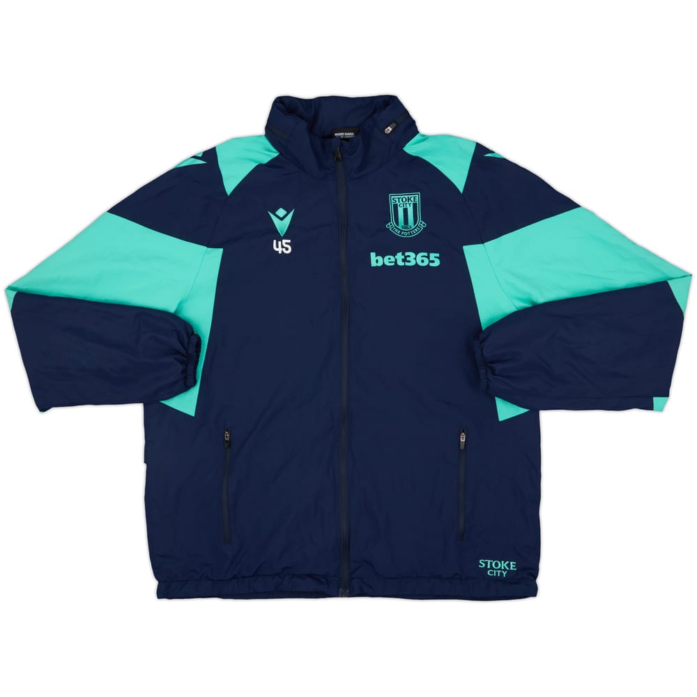 2019-20 Stoke City Player Issue Macron Hooded Track Jacket #45 - 7/10 - (L)