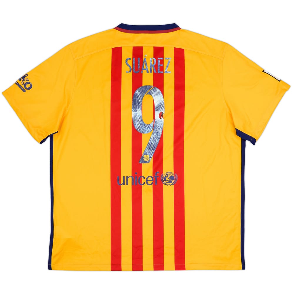 2015-16 Barcelona Away Shirt Suarez #9 - 4/10 - (XXL)
