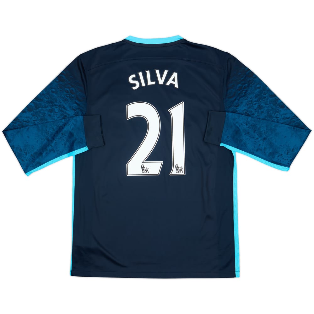 2015-16 Manchester City Away L/S Shirt Silva #21 - 8/10 - (M)