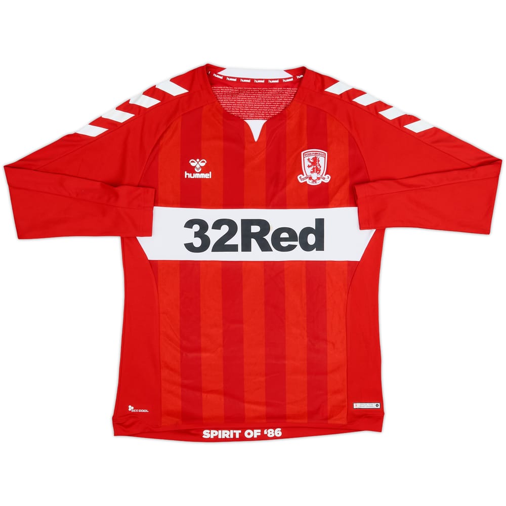 2018-19 Middlesbrough Home L/S Shirt - 7/10 - (L)