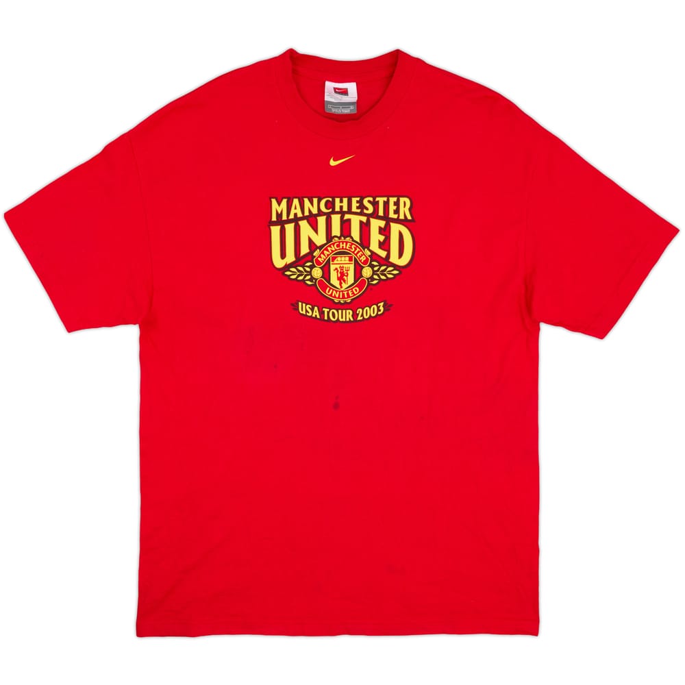 2003-04 Manchester United Nike Cotton Tee USA Tour 2003 - 7/10 - (L)