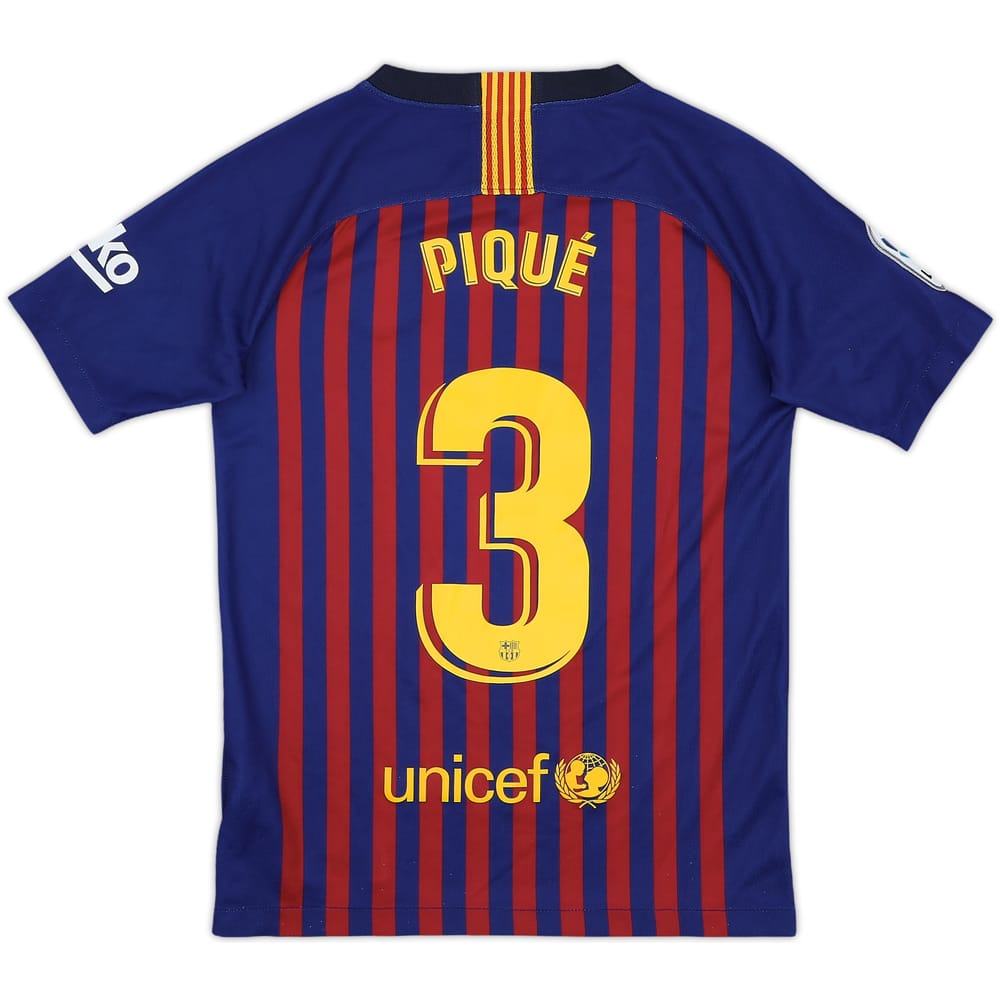 2018-19 Barcelona Home Shirt Pique #3 - 8/10 - (M.Boys)