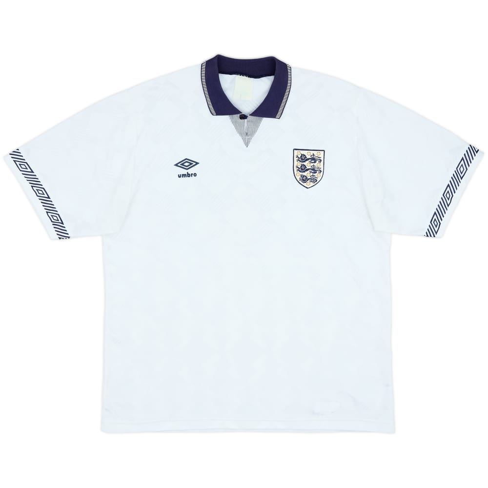 1990-92 England Home Shirt - 8/10 - (XL)