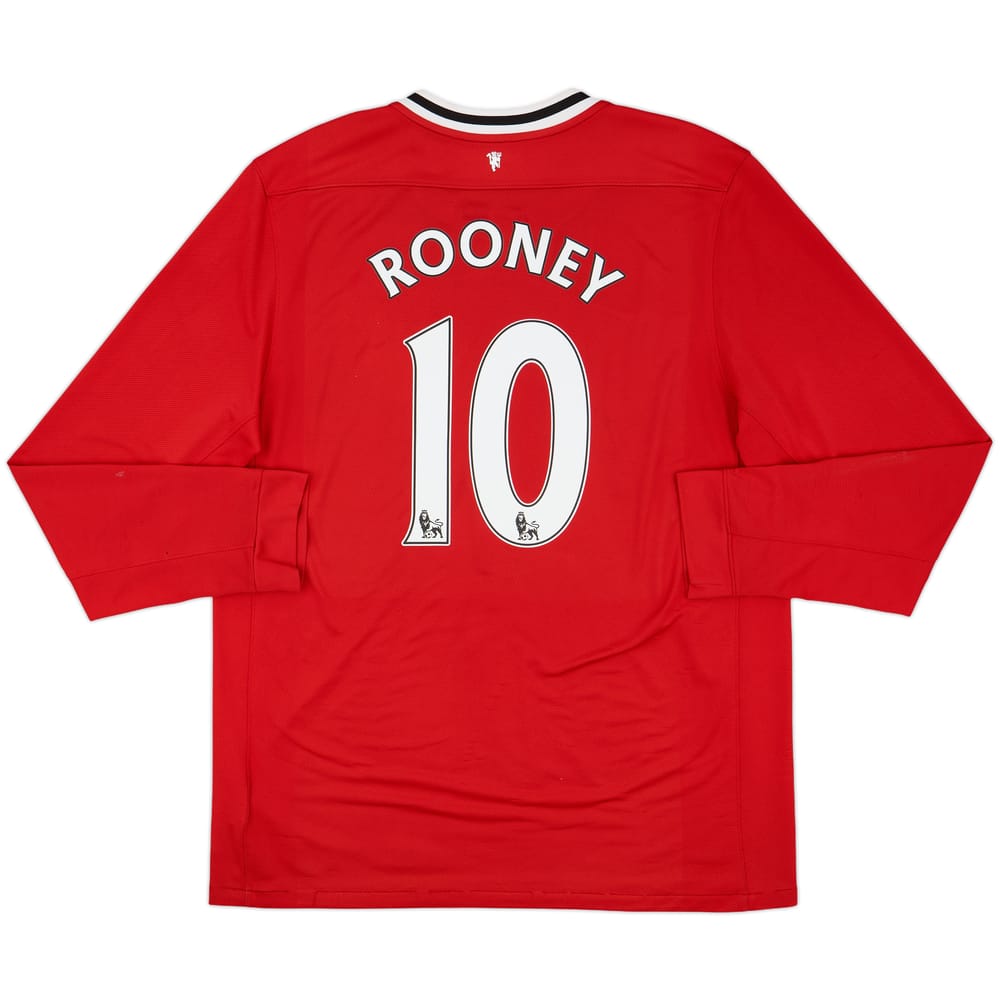2011-12 Manchester United Home L/S Shirt Rooney #10 - 7/10 - (XL)
