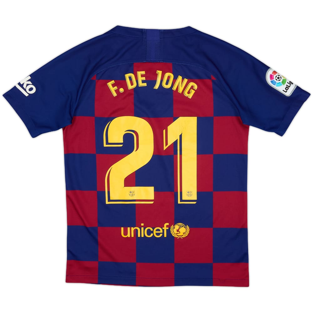 2019-20 Barcelona Home Shirt F . De Jong #21 - 6/10 - (L.Boys)