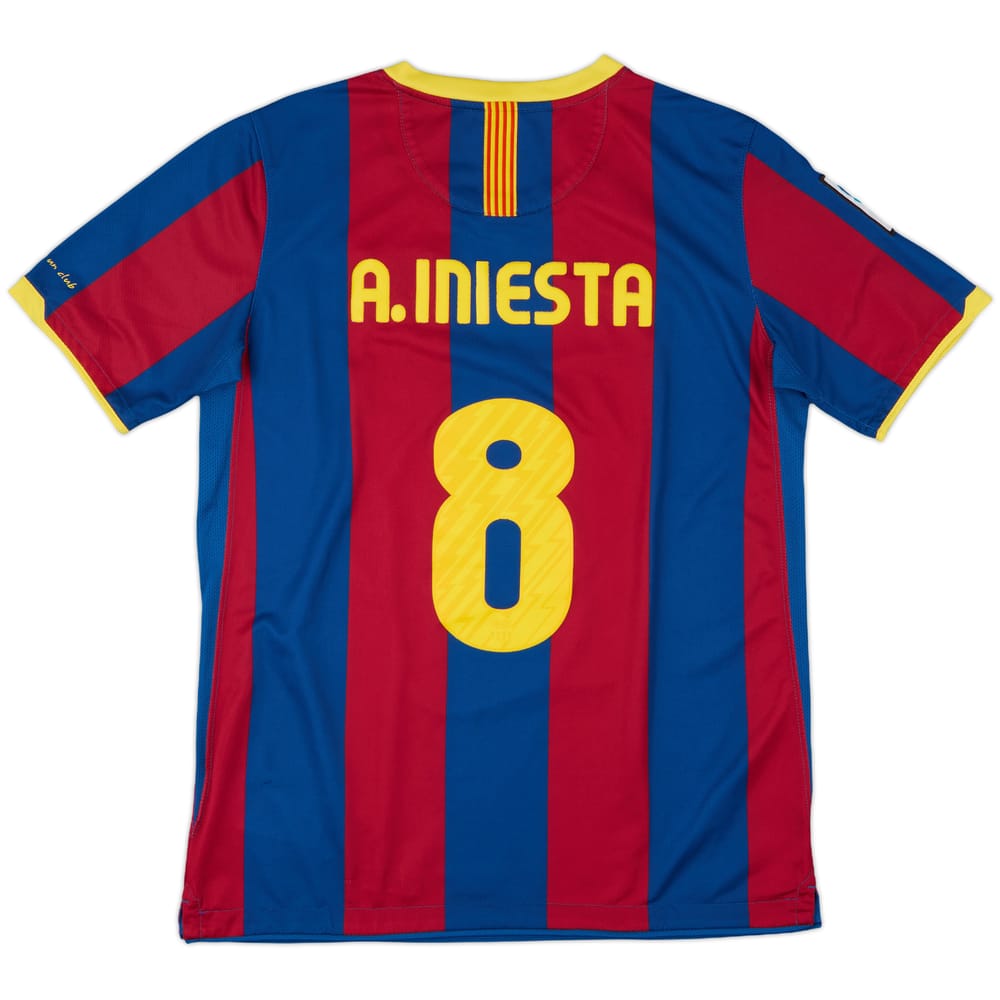 2010-11 Barcelona Home Shirt Iniesta #8 - 7/10 - (XL.Boys)
