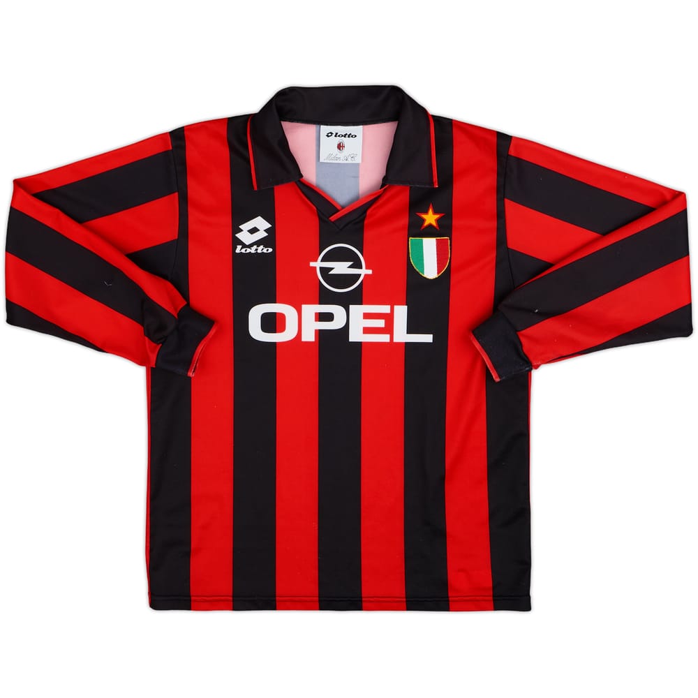1994-95 AC Milan Home L/S Shirt - 8/10 - (XL.Boys)