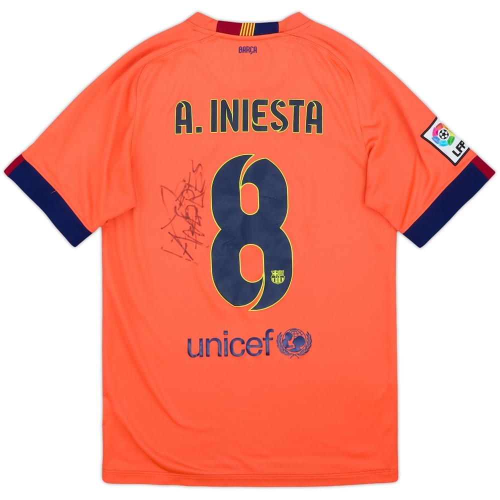 2014-15 Barcelona Signed Away Shirt A.Iniesta #8 - 7/10 - (S)