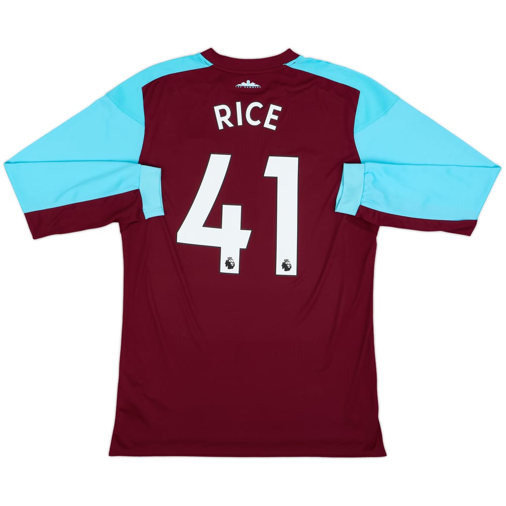 2017-18 West Ham Home L/S Shirt Rice #41 - 9/10 - (L)