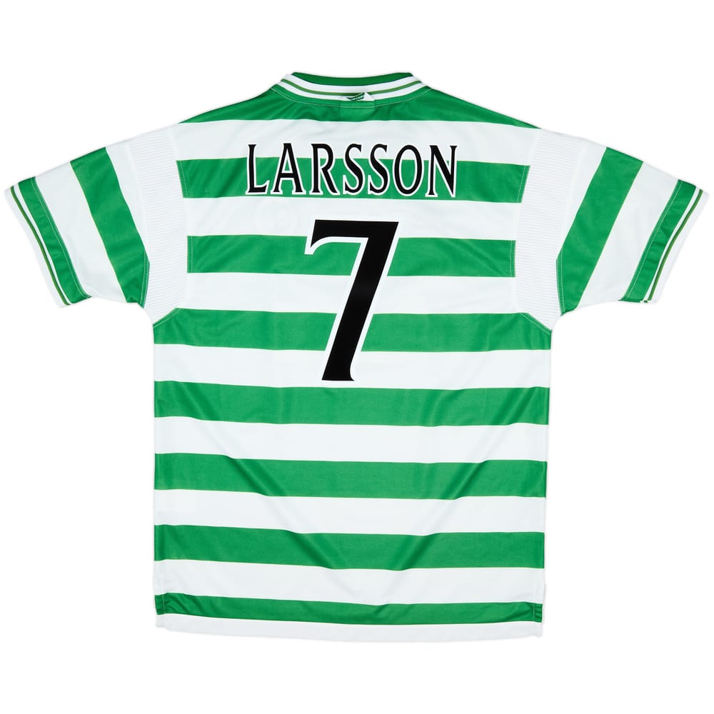 1999-01 Celtic Home Shirt Larsson #7 - 8/10 - (XL)
