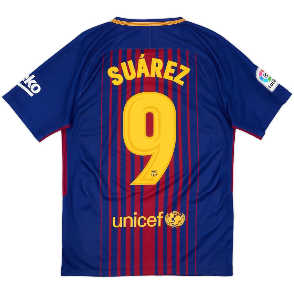 2017-18 Barcelona Home Shirt Suarez #9 - 8/10 - (S)
