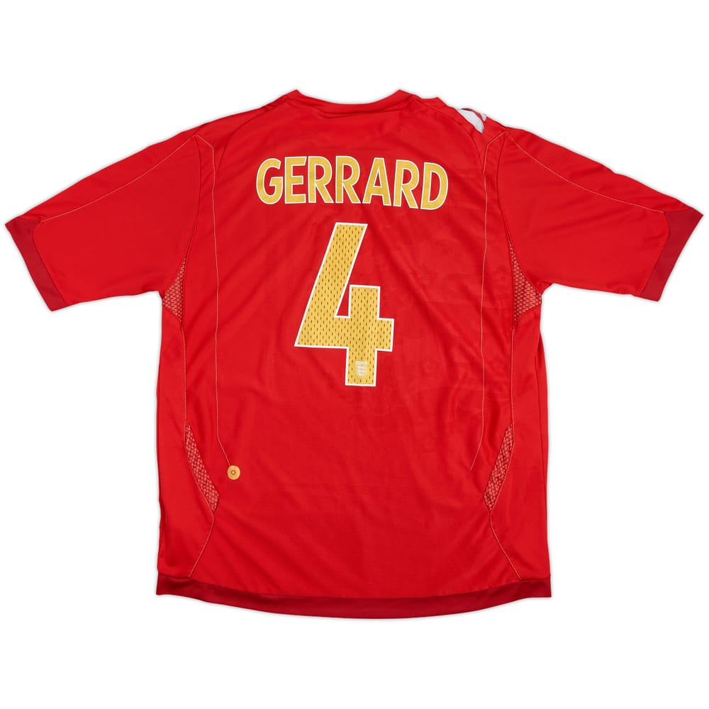 2006-08 Inglaterra Camiseta Visitante Gerrard #4 - 5/10 - (L)