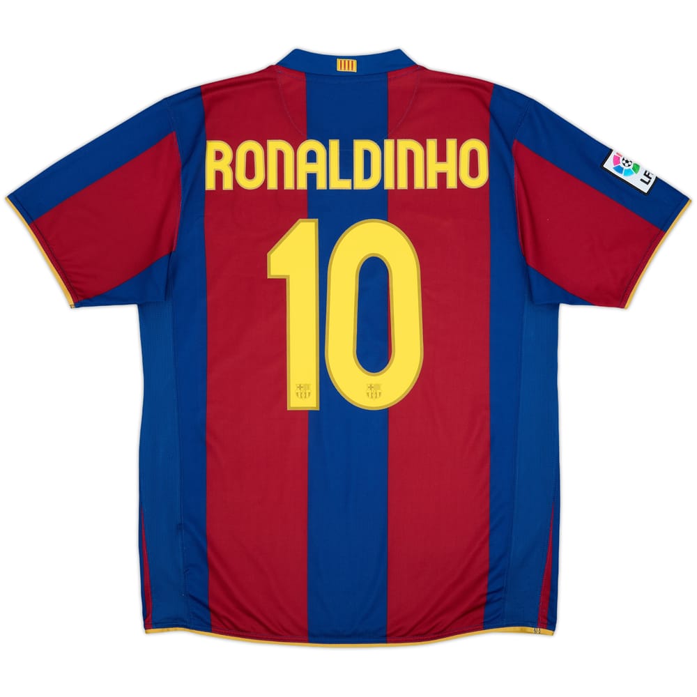 2007-08 Barcelona Home Shirt Ronaldinho #10 - 8/10 - (L)