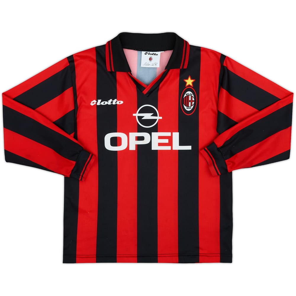 1995-96 AC Milan Home L/S Shirt - 8/10 - (M.Boys)