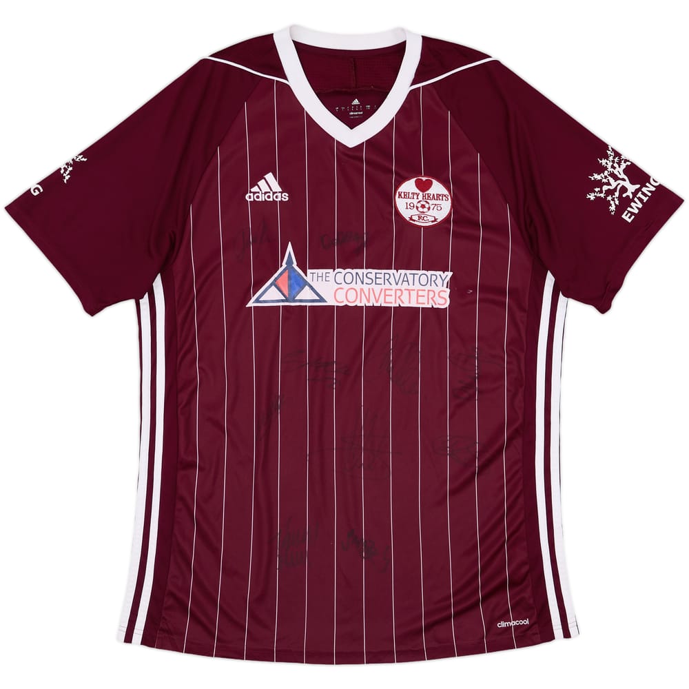 2017-18 Kelty Hearts Squad Signed Home Shirt - 6/10 - (L)