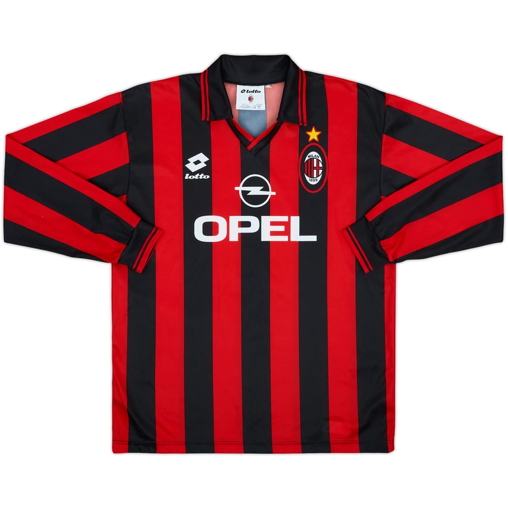 1995-96 AC Milan Home L/S Shirt - 8/10 - (XL.Boys)