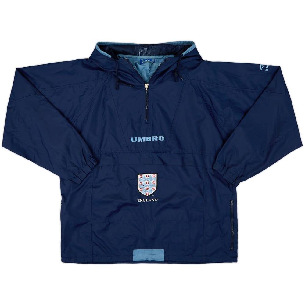 1998-00 England Umbro 1/4 Zip Hooded Rain Jacket - 9/10 - (S)