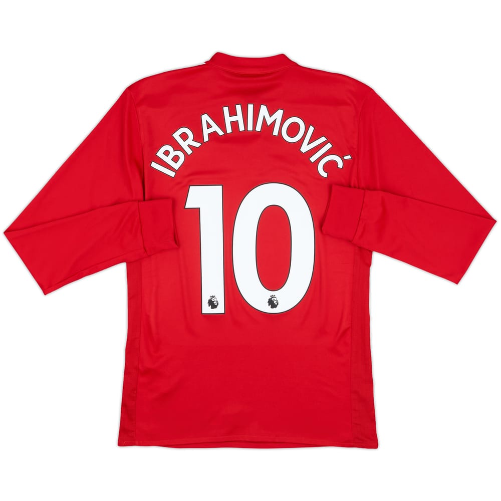 2017-18 Manchester United Home L/S Shirt Ibrahimovic #10 - 7/10 - (XS)