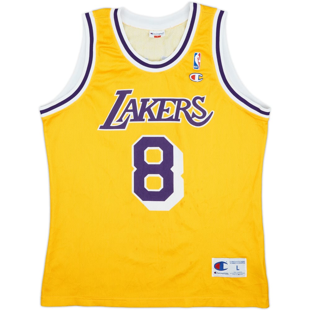1996-99 LA Lakers Bryant #8 Champion Home Jersey - 7/10 - (L)