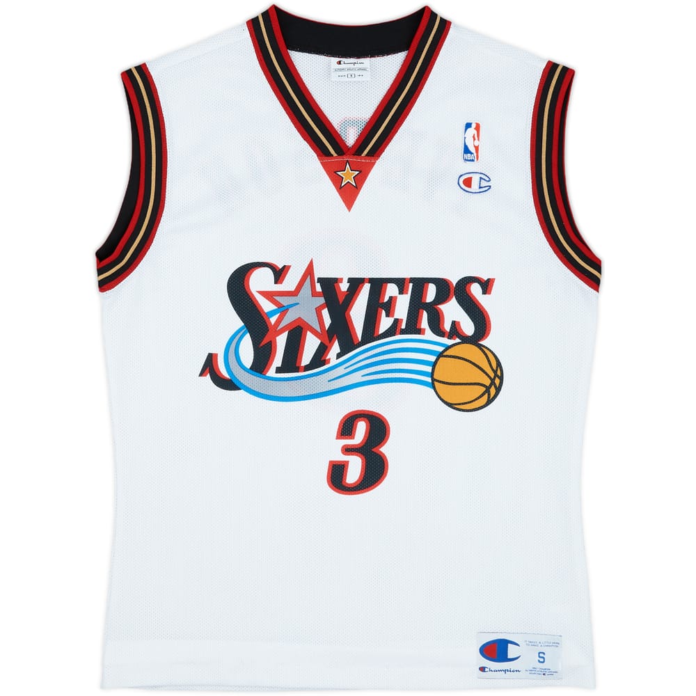 2000-06 Philadelphia 76ers Iverson #3 Champion Home Jersey - 9/10 - (S)