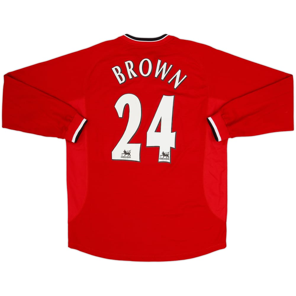 2000-02 Manchester United Home L/S Shirt Brown #24 - 8/10 - (M)
