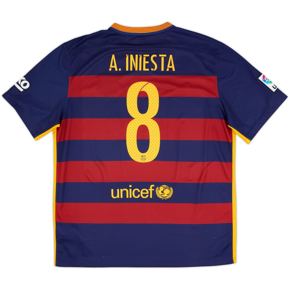 2015-16 Barcelona Home Shirt A.Iniesta #8 - 8/10 - (XL)
