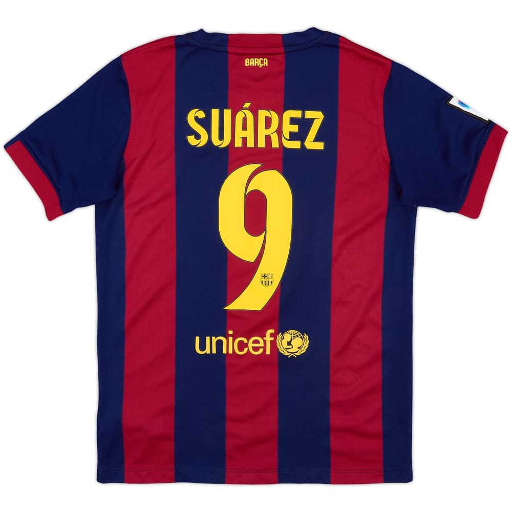 2014-15 Barcelona Home Shirt Suarez #9 - 10/10 - (L.Boys)