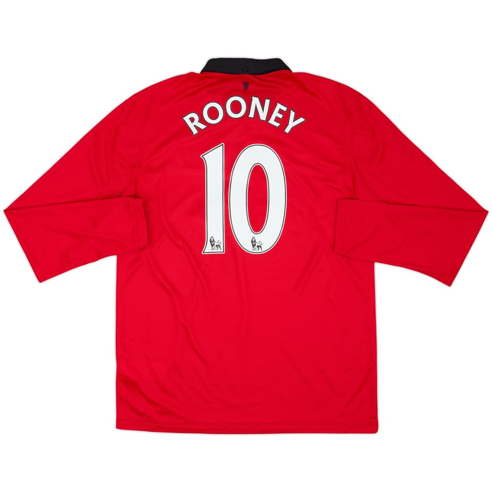 2013-14 Manchester United Home L/S Shirt Rooney #10 - 8/10 - (L)