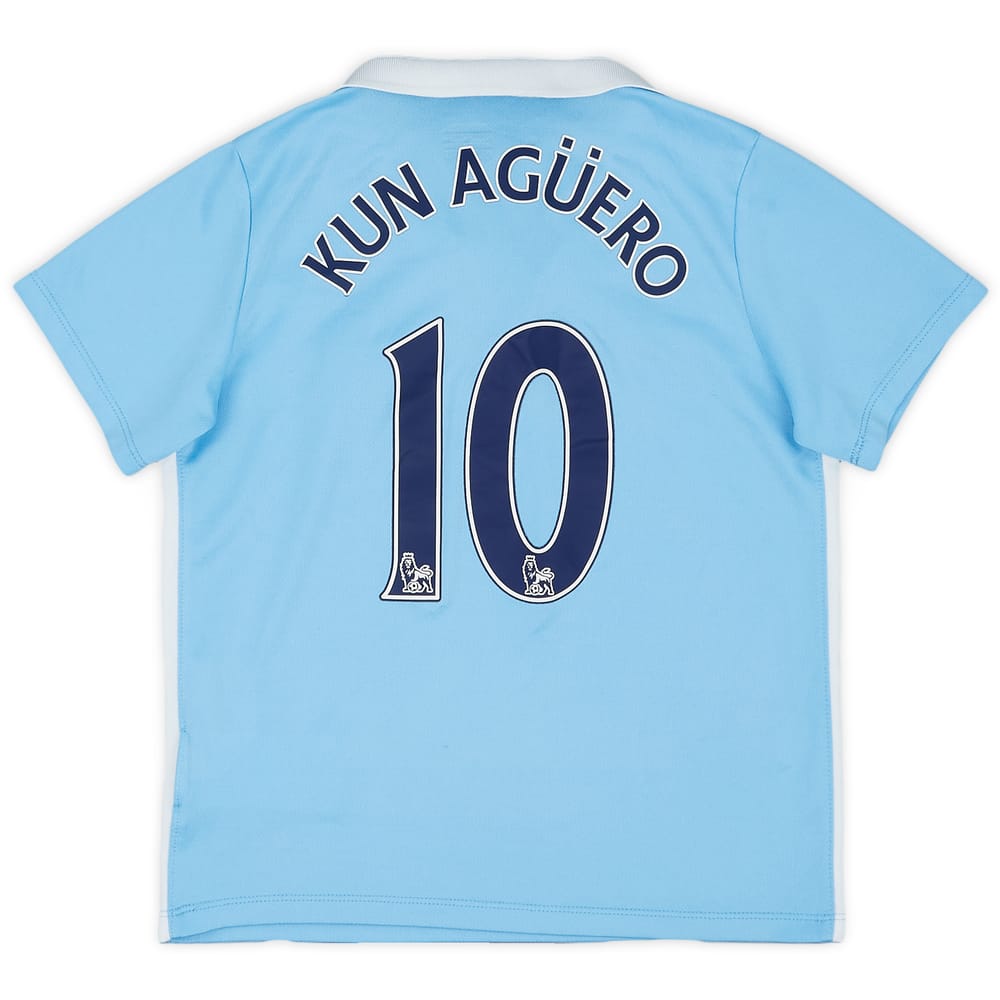 2015-16 Manchester City Home Shirt Kun Aguero #10 - 8/10 - (7-8 Boys)