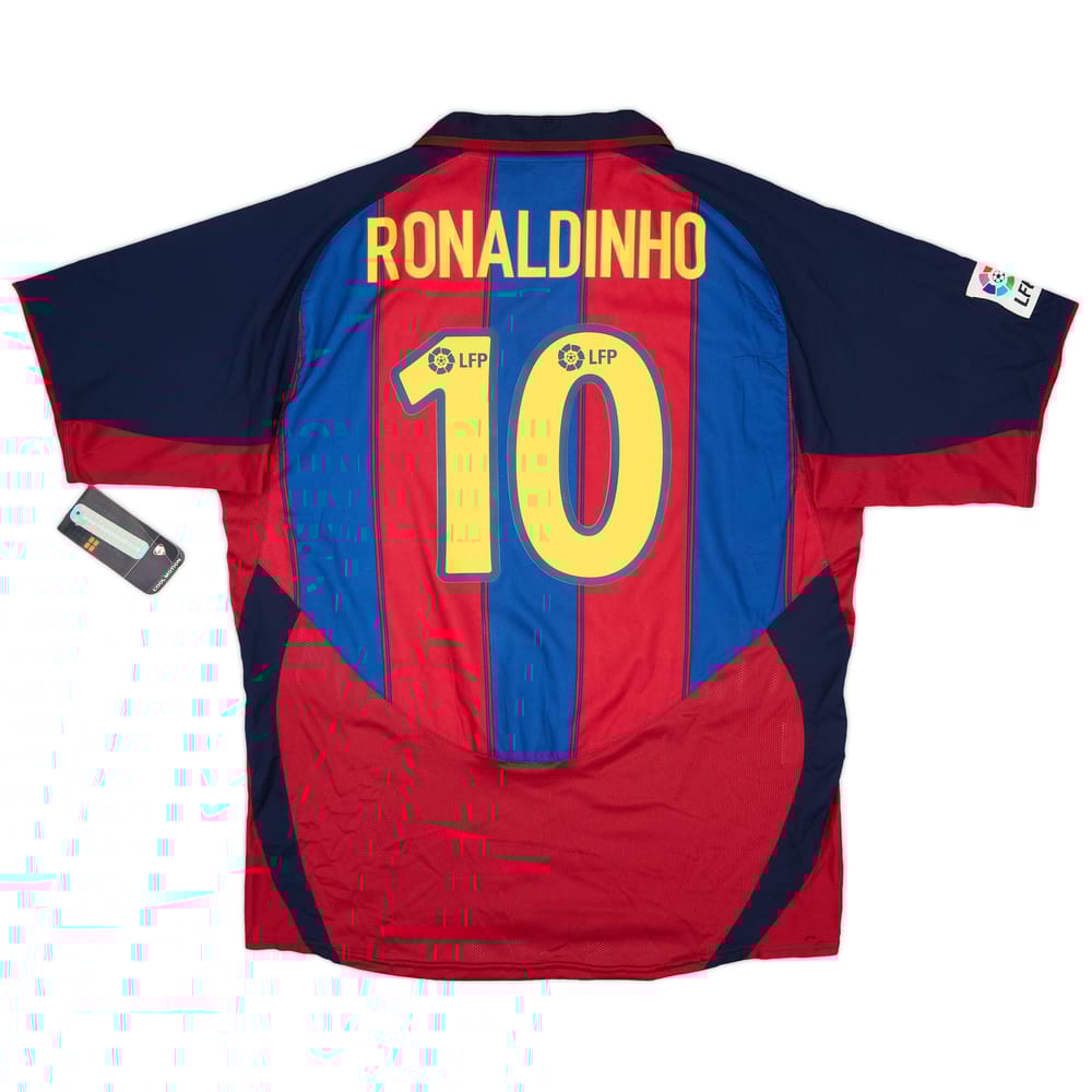 2003-04 Barcelona Home Shirt Ronaldinho #10 (XL)