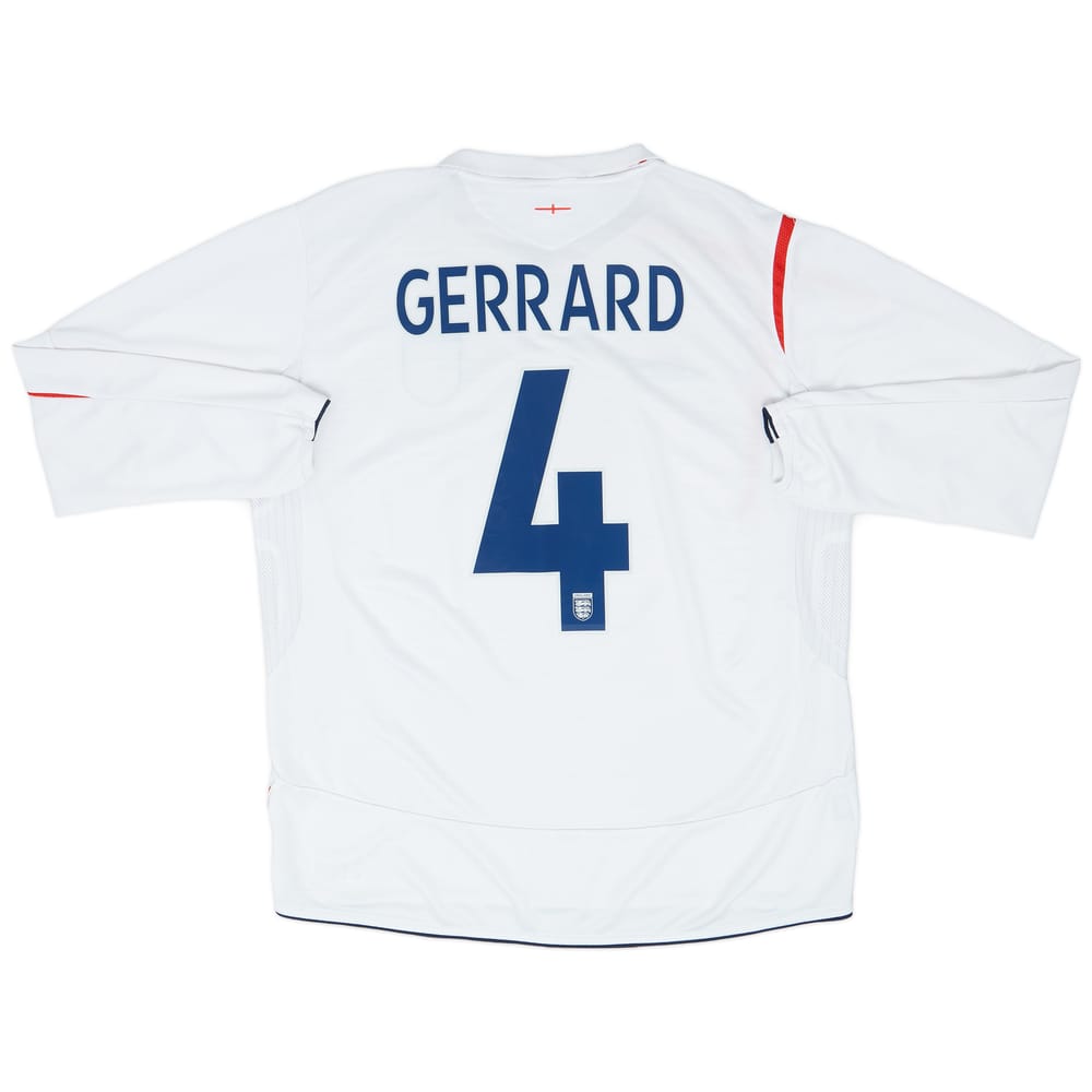 2005-07 England Home L/S Shirt Gerrard #4 - 9/10 - (XL)