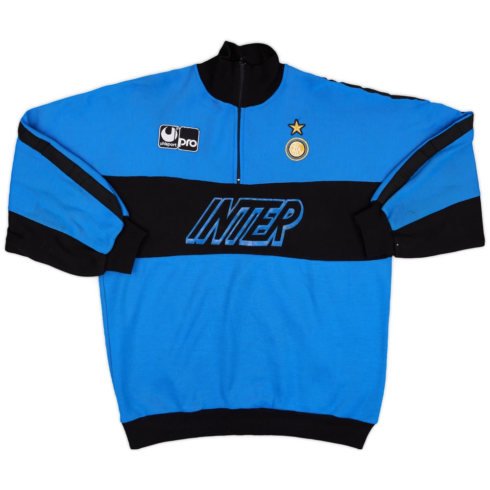 1990-91 Inter Milan Uhlsport 1/4 Zip Sweat Top - 5/10 - (L)