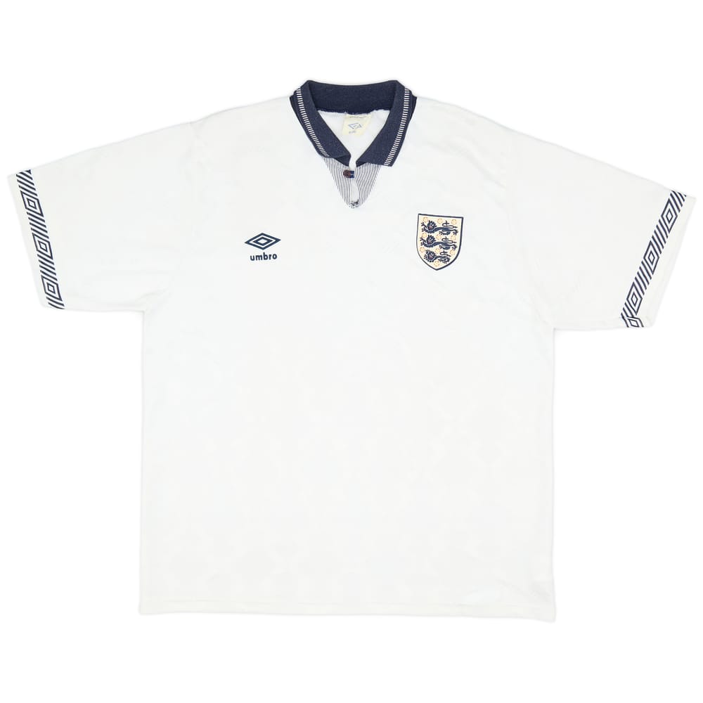 1990-92 England Home Shirt - 8/10 - (XL)