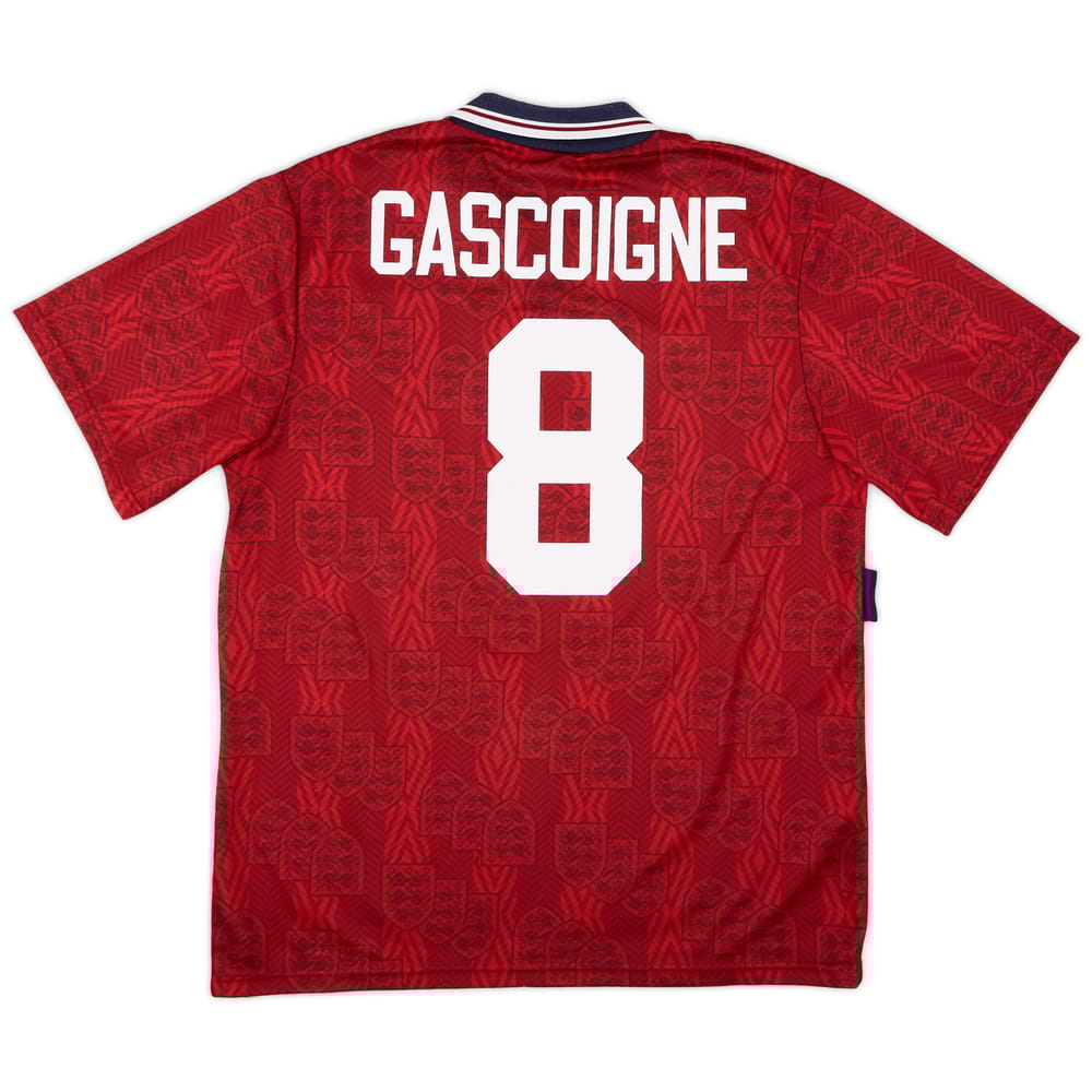 1993-95 England Away Shirt Gascoigne #8 - 9/10 - (XL)