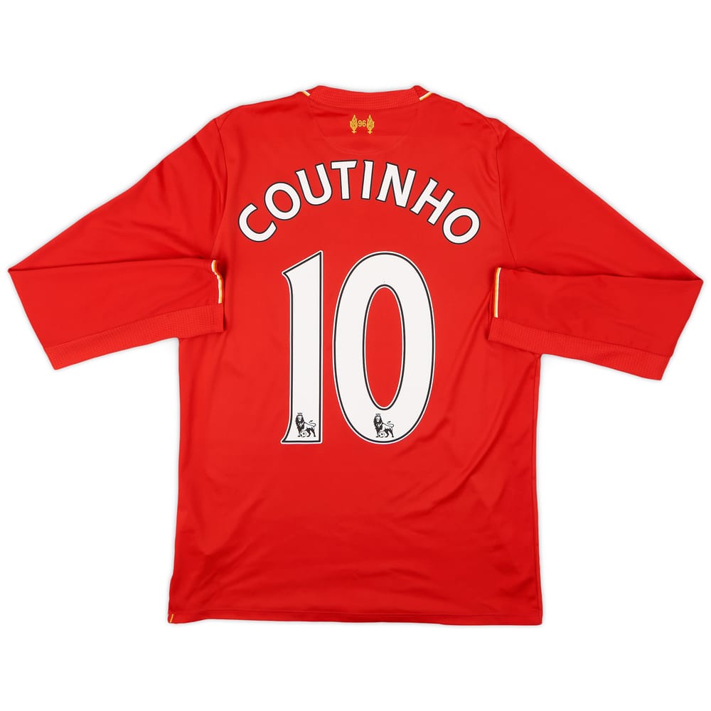 2015-16 Liverpool Home L/S Shirt Coutinho #10 - 7/10 - (S)